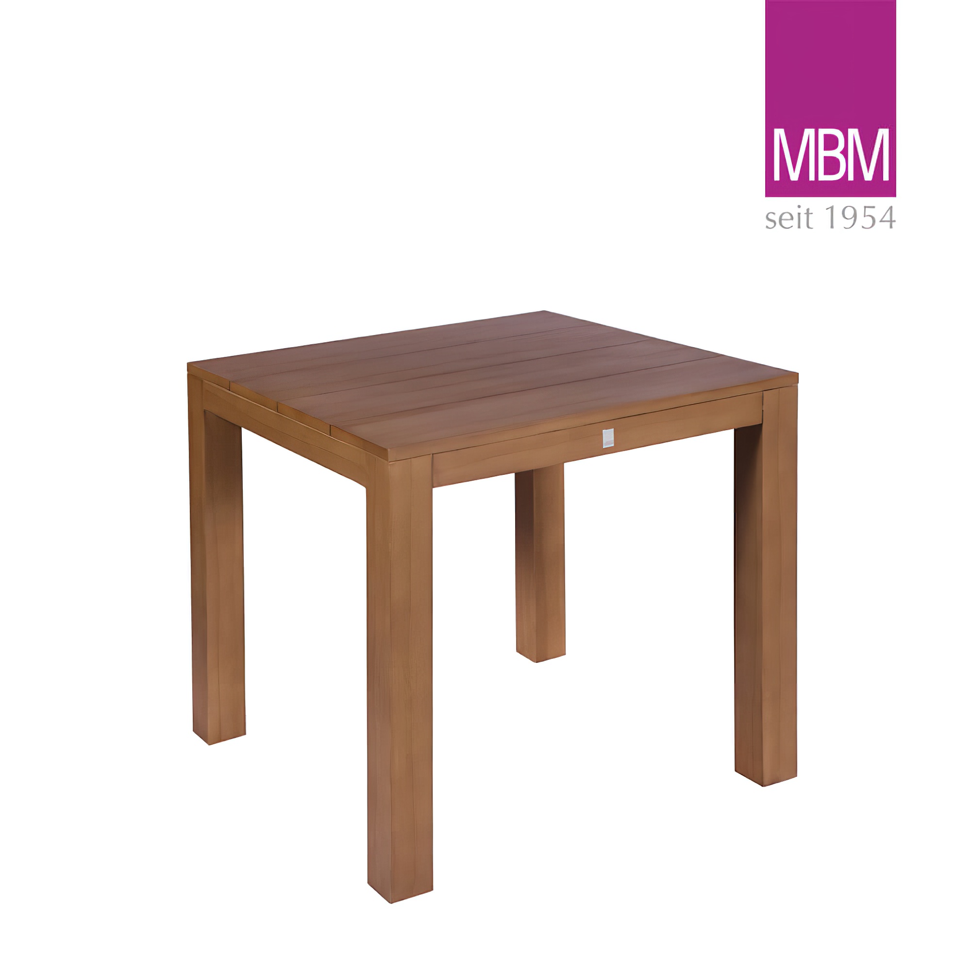 Quadratischer Holztisch für den Garten in schlichtem Design