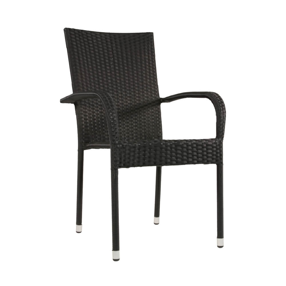 Stapelbarer Gartenstuhl in Rattanoptik - Gartenstuhl Wuta / Schwarz