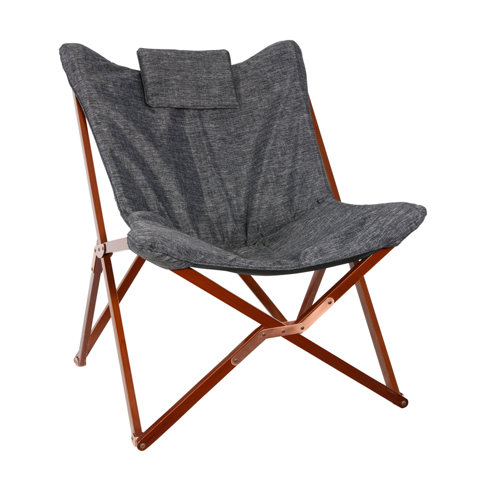 Anthrazit Schmetterlingsstuhl für den Balkon mit Holzgestell - Taorina