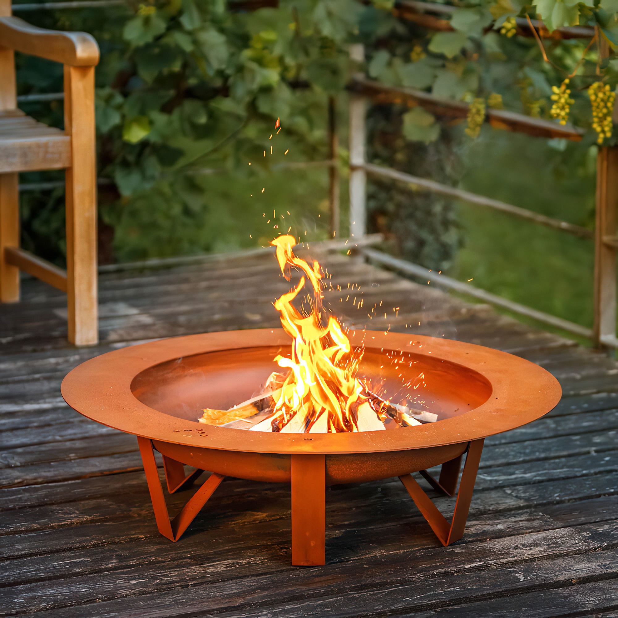 Feuerschale 80cm aus Stahl mit Grill optional - Selene / nur Feuerschale