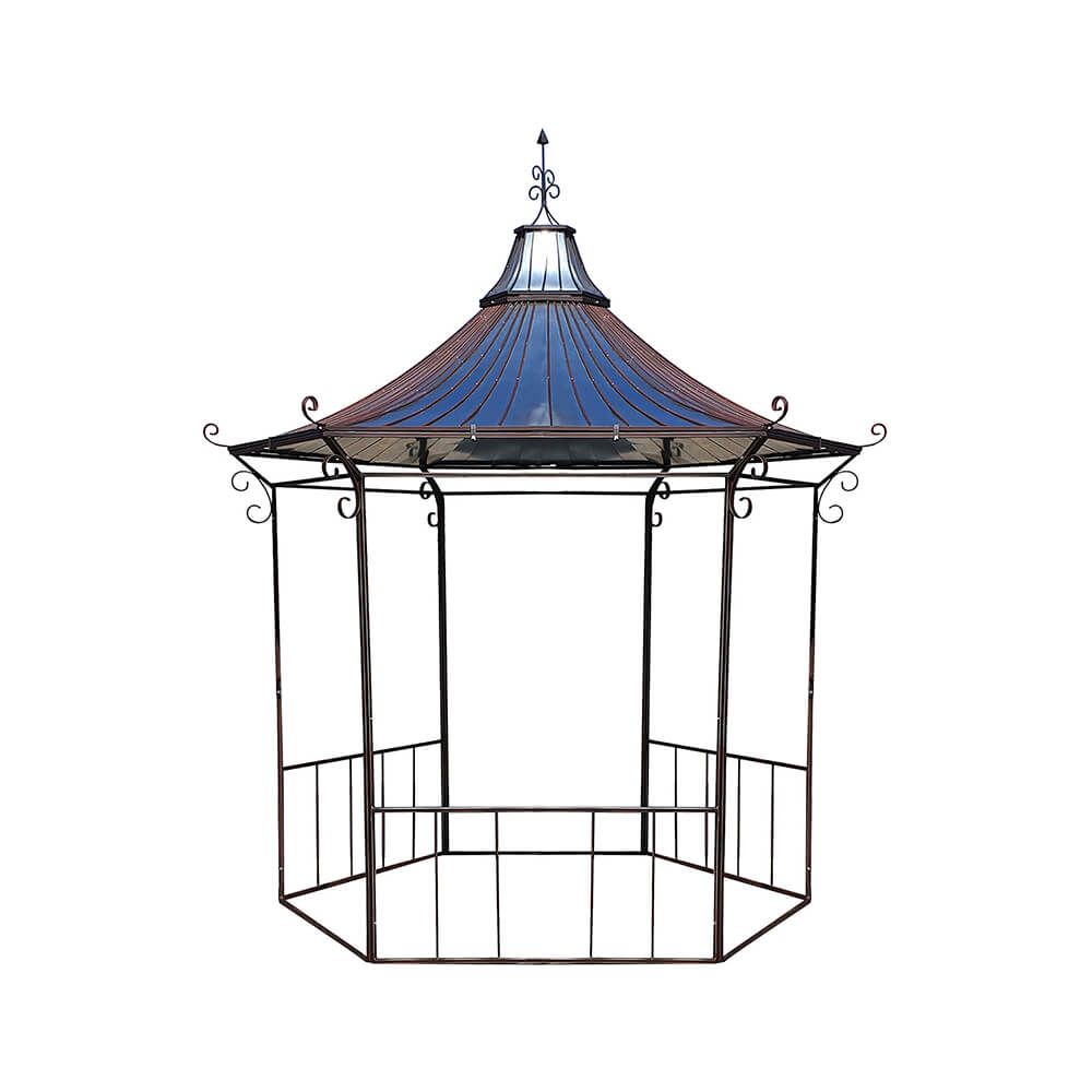 Schöner Gartenpavillon aus Metall mit spitzem Dach, ideal für Gartendeko