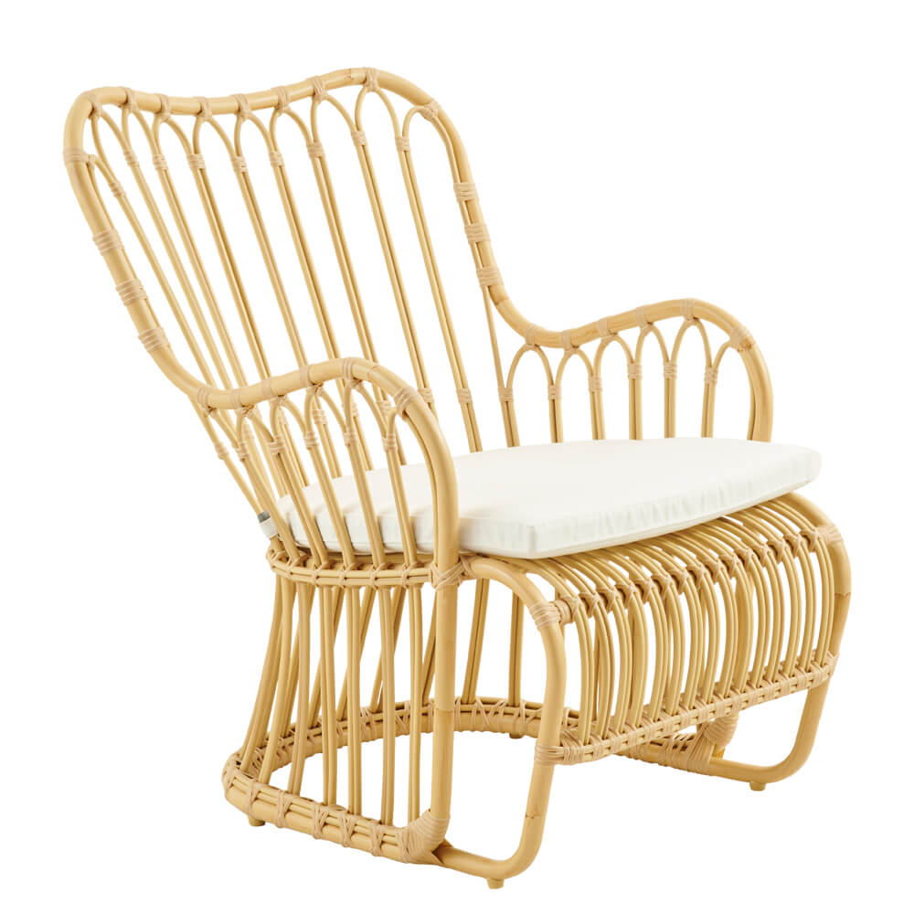 Gartensessel für die Lounge aus Alu Rattan in der Farbe hellbraun - Gartensessel Fillip / ohne Kissen