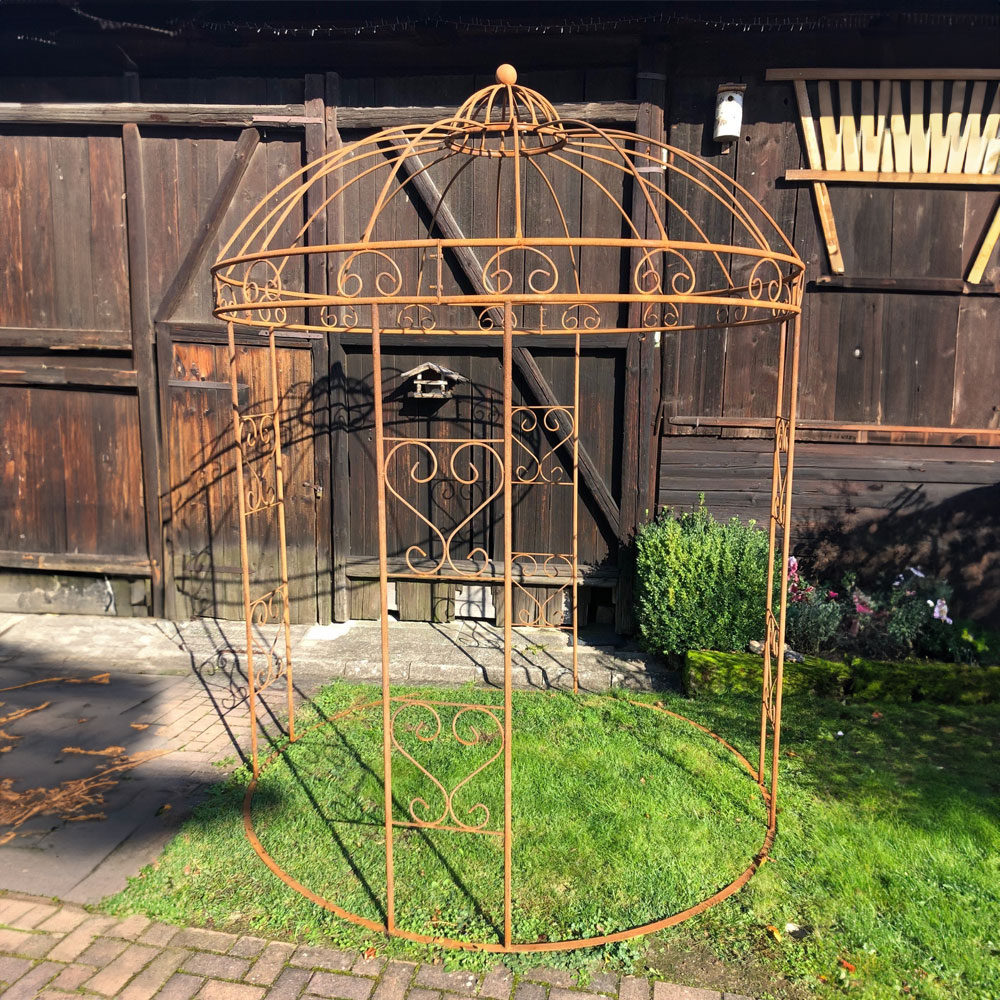 Großer Metall Pavillon als stilvolle Gartendekoration und Rankhilfe - Rostoptik - Loredana