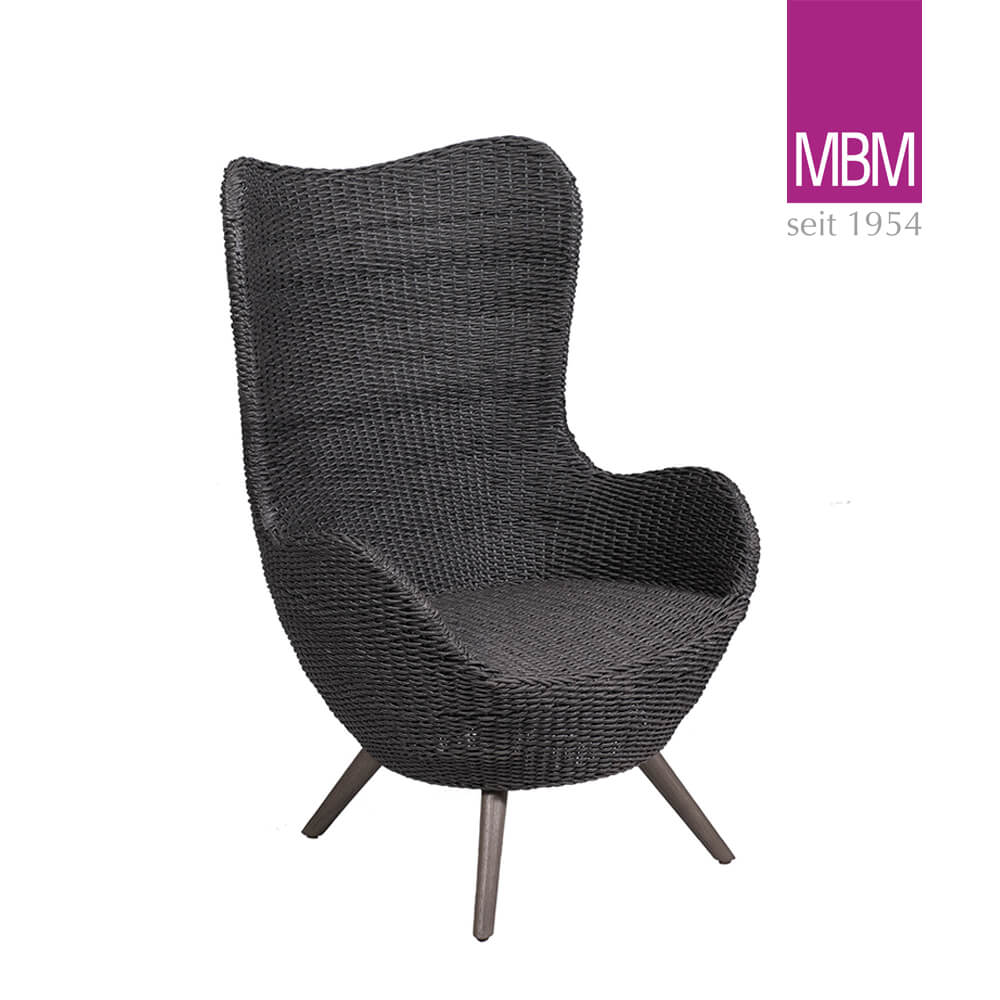 Schwarzer Gartensessel aus Resysta und Mirotex Twist von MBM - Sessel Ocean  / ohne Sitzkissen