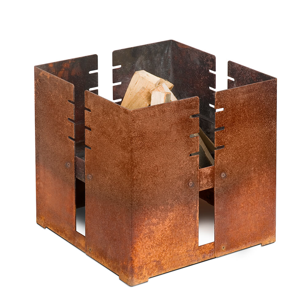 Eckiger Feuerkorb aus Stahl mit Grillrost - modern - Pontos / nur Feuerschale