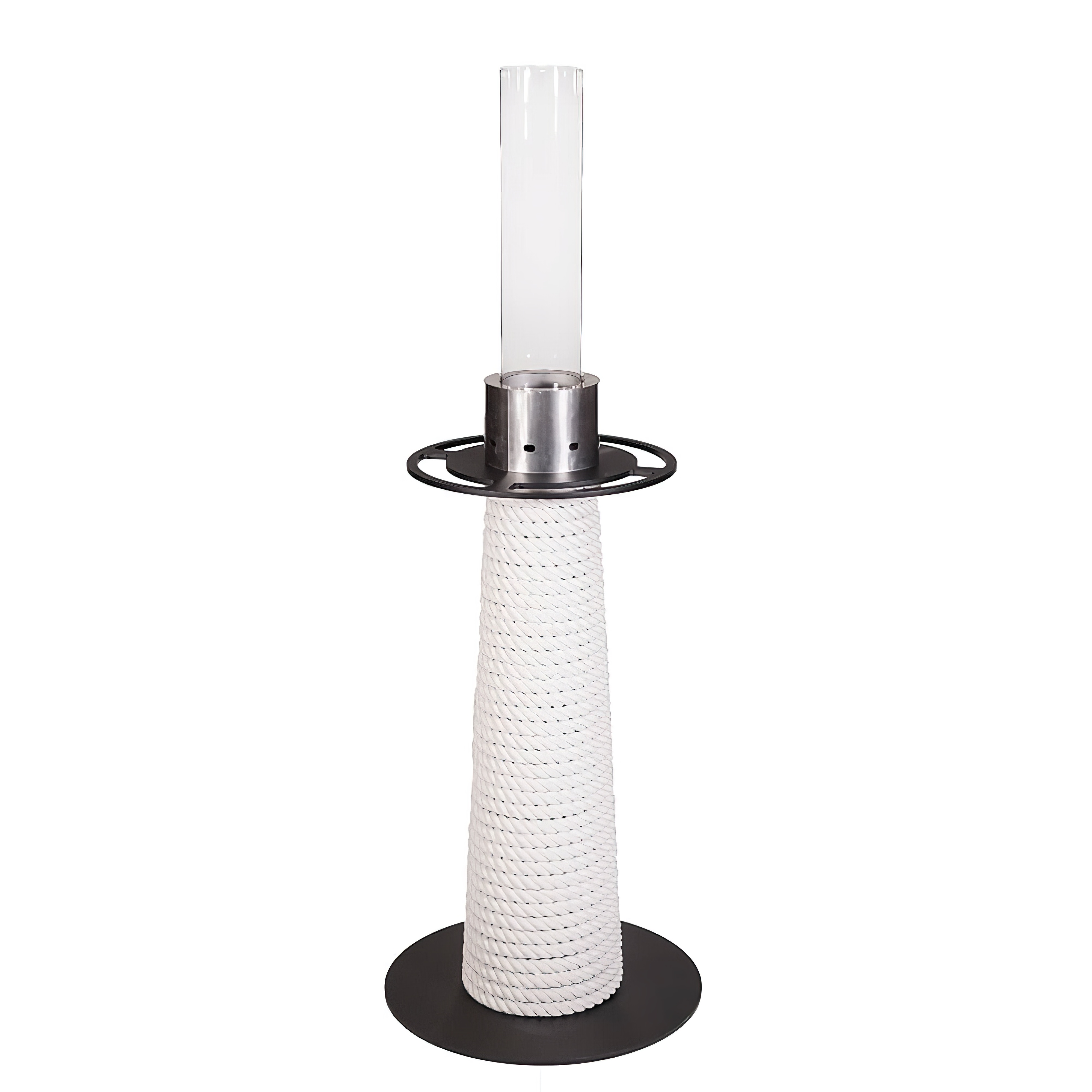 Ethanol Windlicht für den Garten mit weißem Baumwollseil - Masuria - Juno Lampe