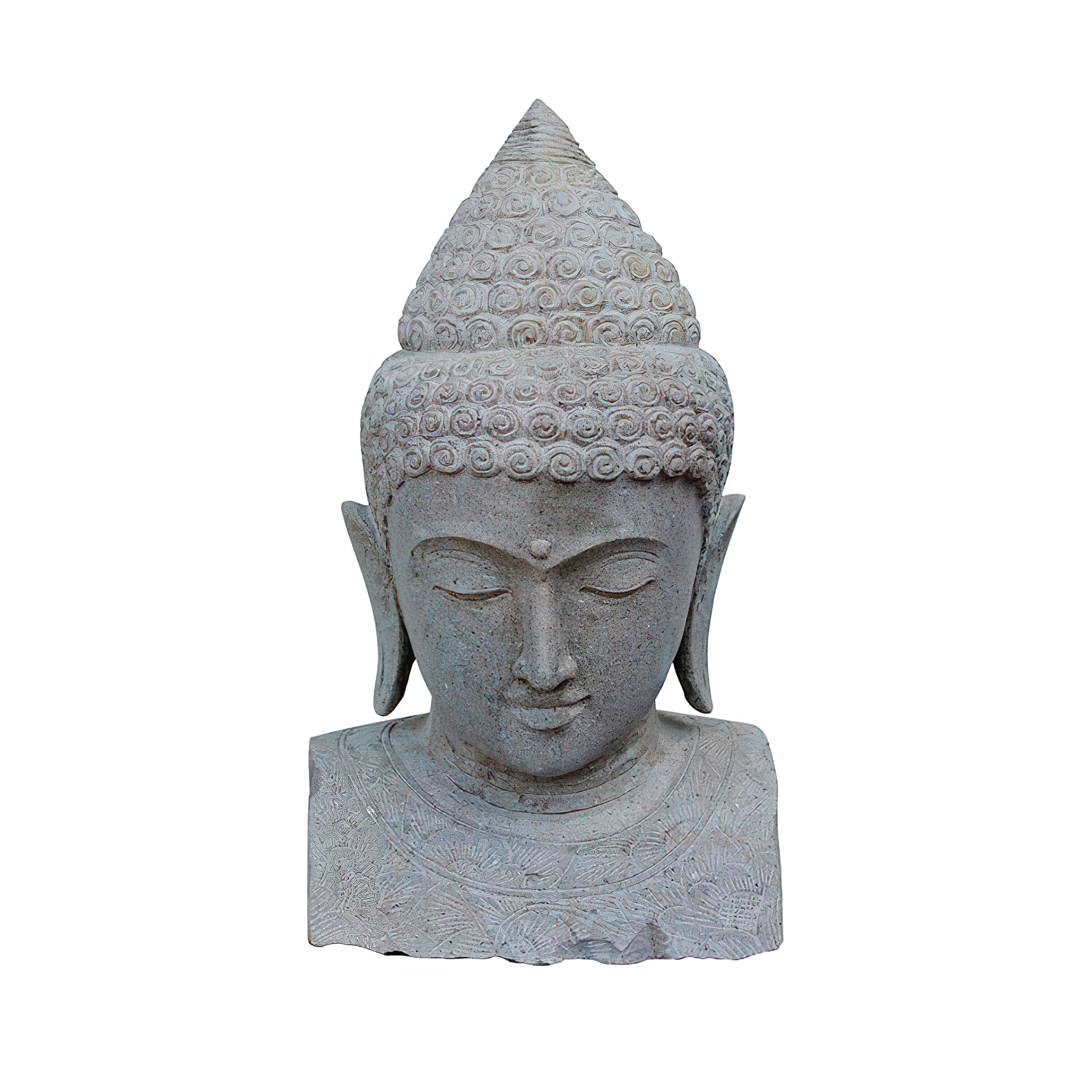 Buddha-Büste aus Flussstein als Gartendekoration - Protomi