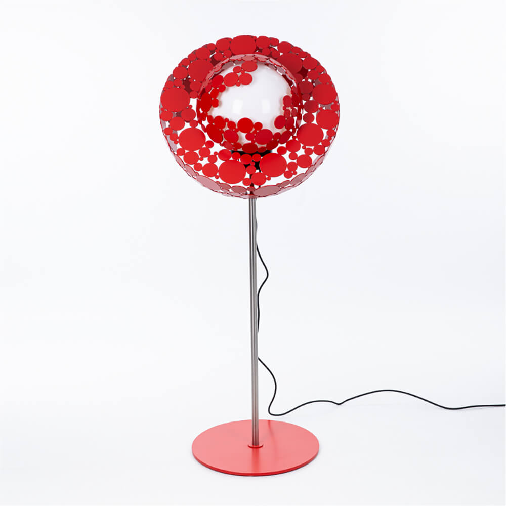 Wetterfeste kugelförmige Lampe aus Metall - Matias / 46cm / ein Fuß / Rot
