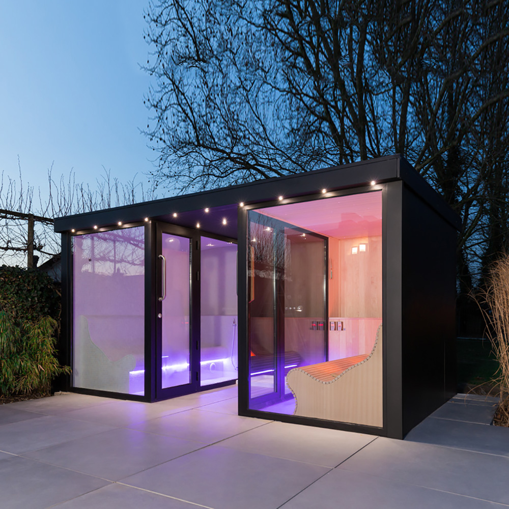 Gartenhaus Kombination aus Sauna, Dampfbad und Dusche - individualisierbar - Isis