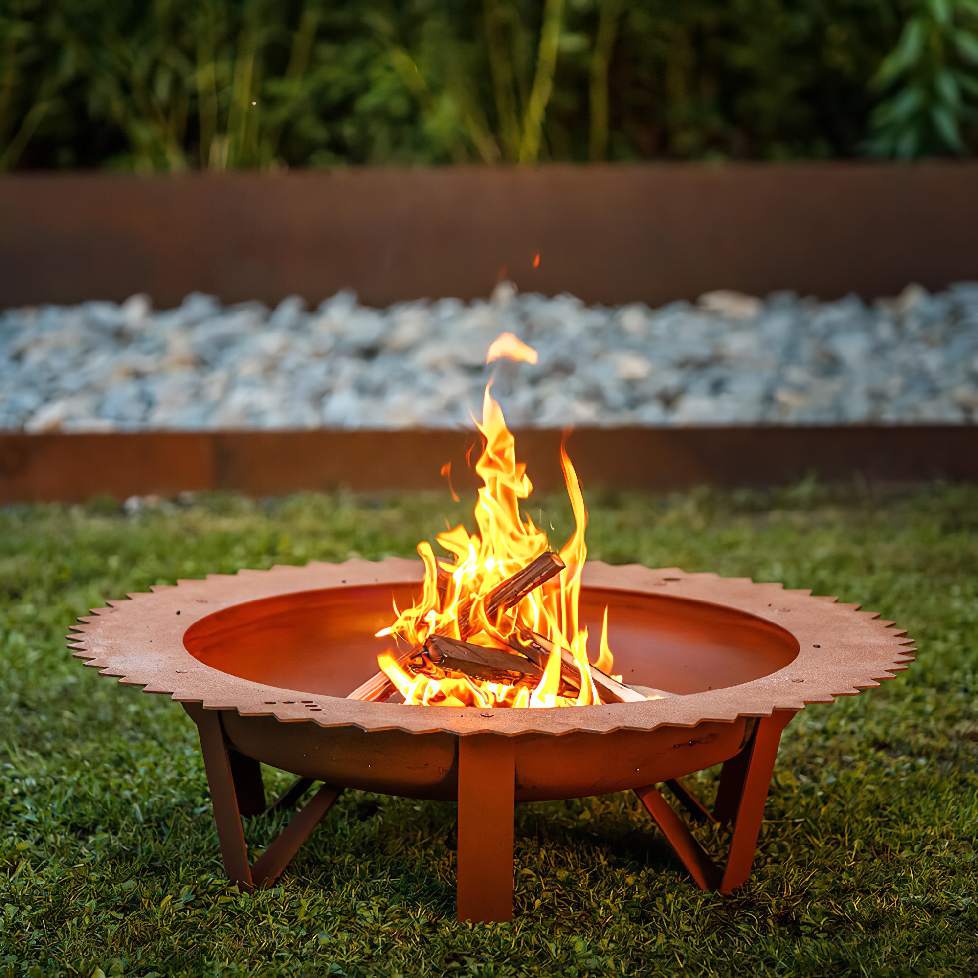 Design Stahl Feuerschale optional mit Grillrost - Themis / nur Feuerschale