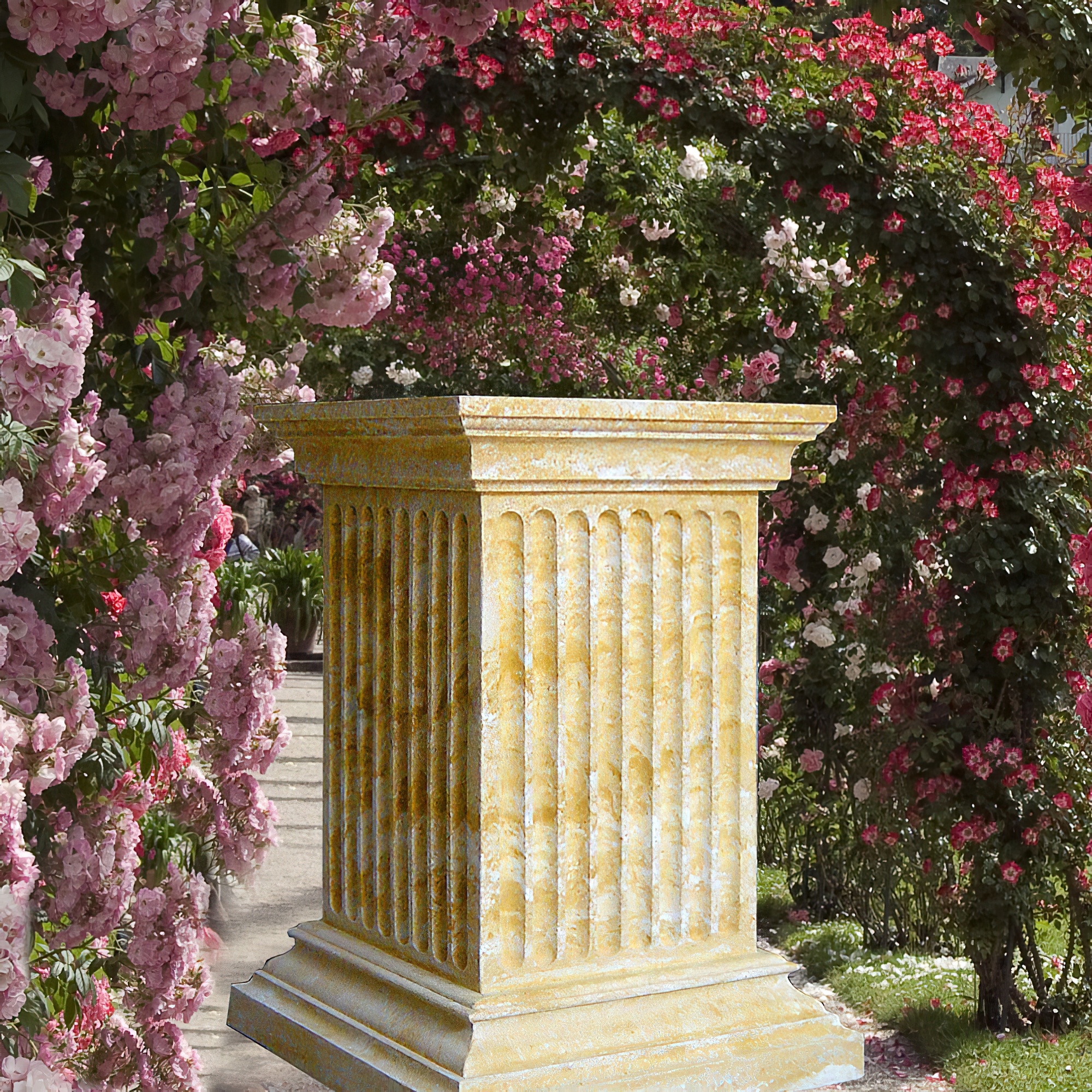 Historisches Garten Steinpodest - Vicomte / Portland weiß