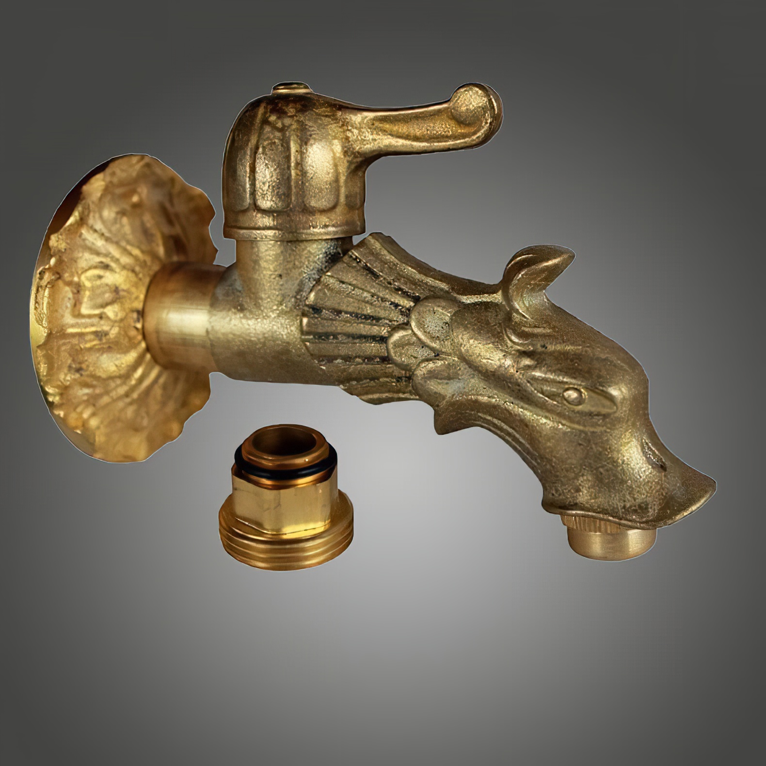 Nostalgischer Drachen Wasserspeier Messing  - Wasserhahn