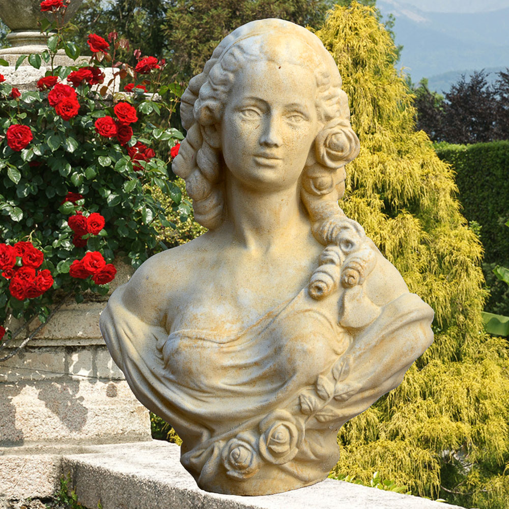 Garten Steinbüste mit Frau - Margaret / Portland weiß