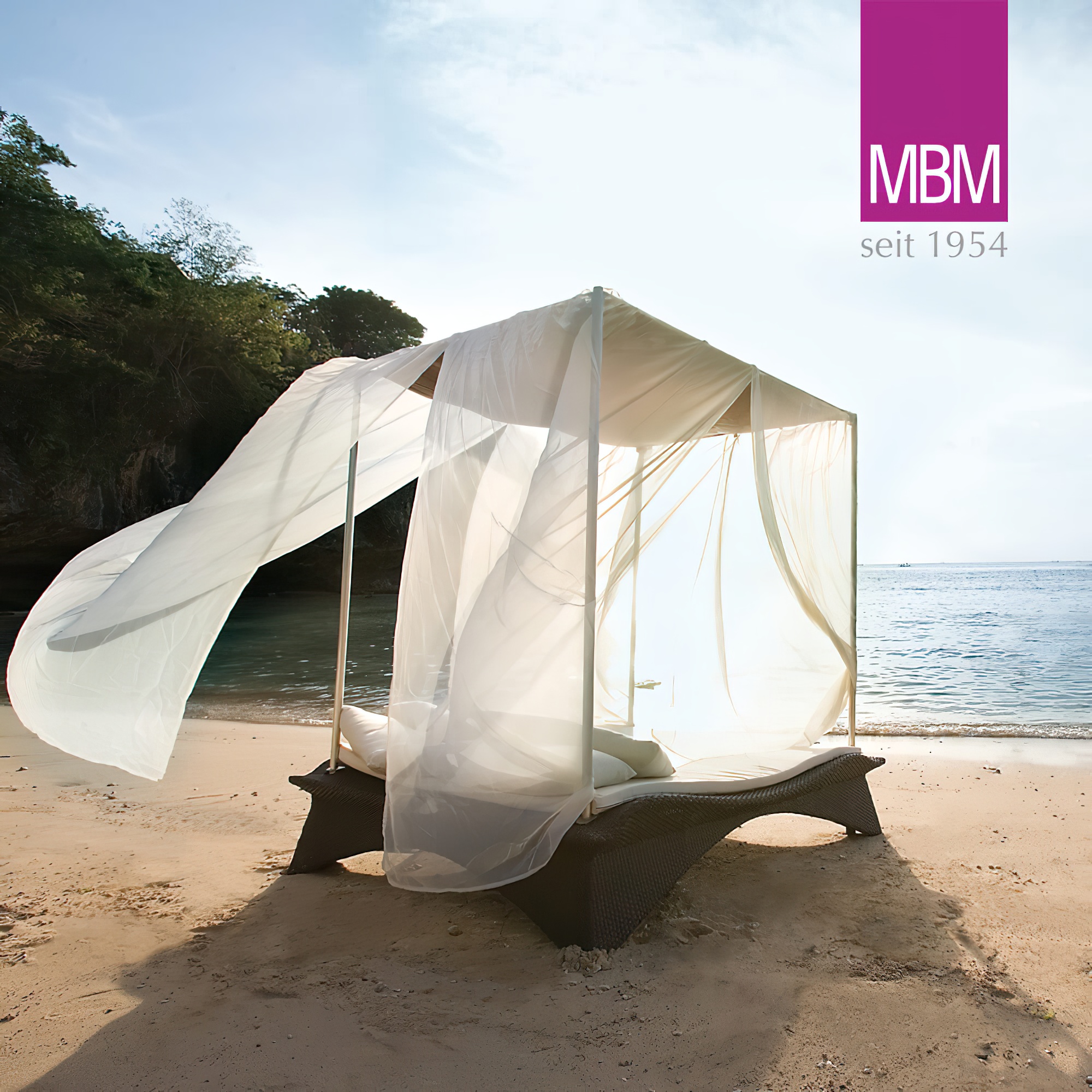 Große Doppelliege mit Dach - MBM - Aluminium & Kunststoffgeflecht - Love Lounge Bellini