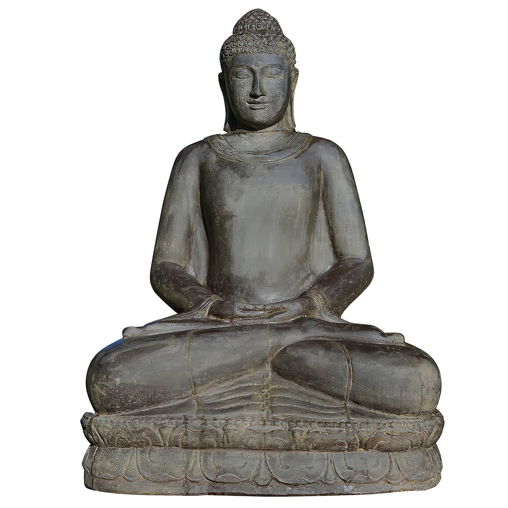 Wetterfeste Steinguss Buddha Skulptur in Meditation - Bima / 150x107x78cm (HxBxT)