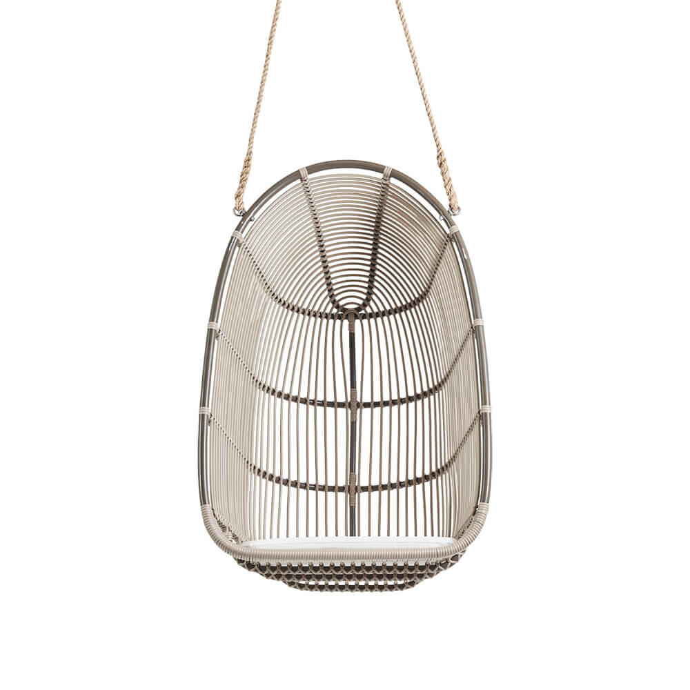 Brauner Geflecht-Hängesessel für den Garten aus Alu Rattan - Hängesessel Erla / ohne Sitzkissen