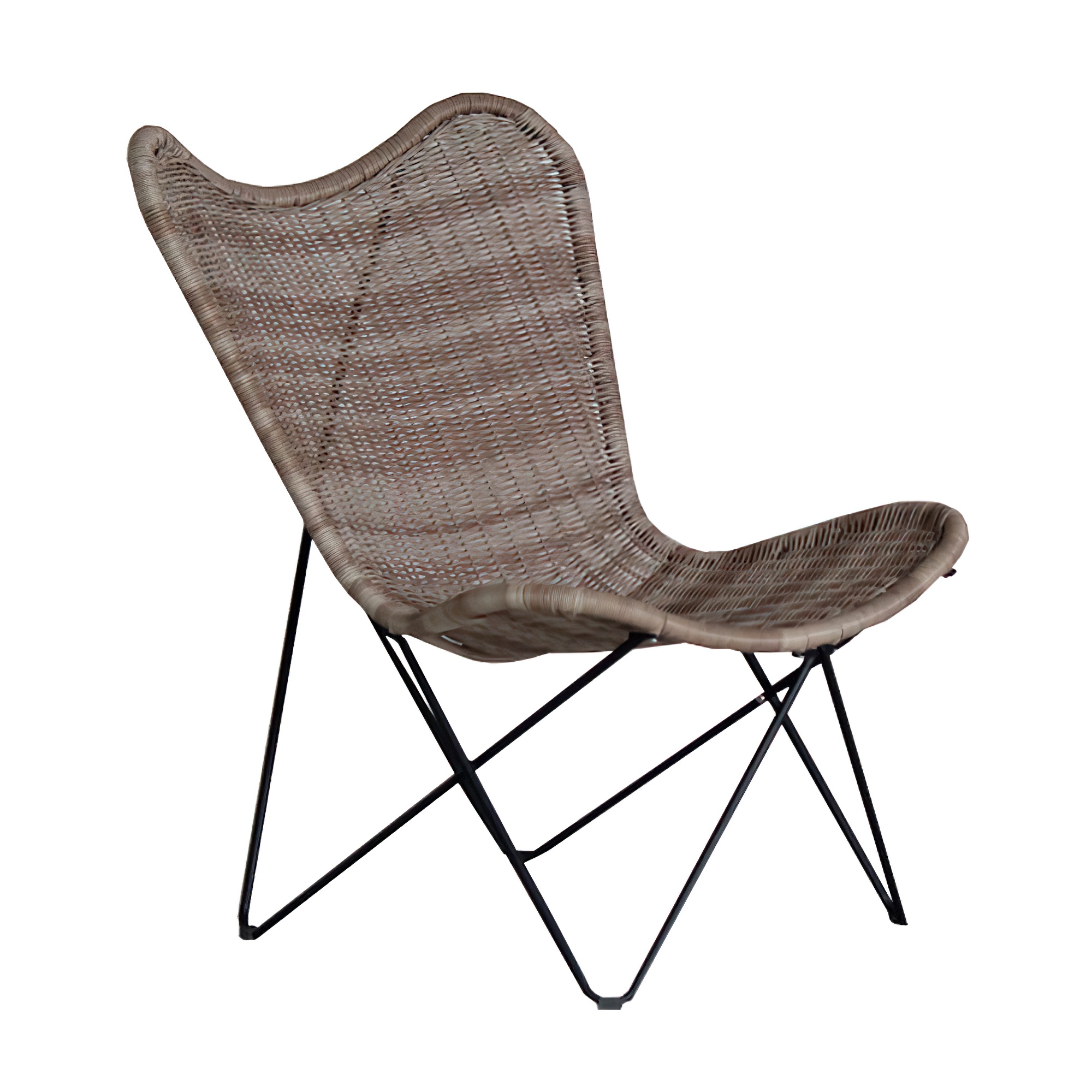 Brauner Schmetterlingsstuhl aus Polyrattan - Stuhl Haron
