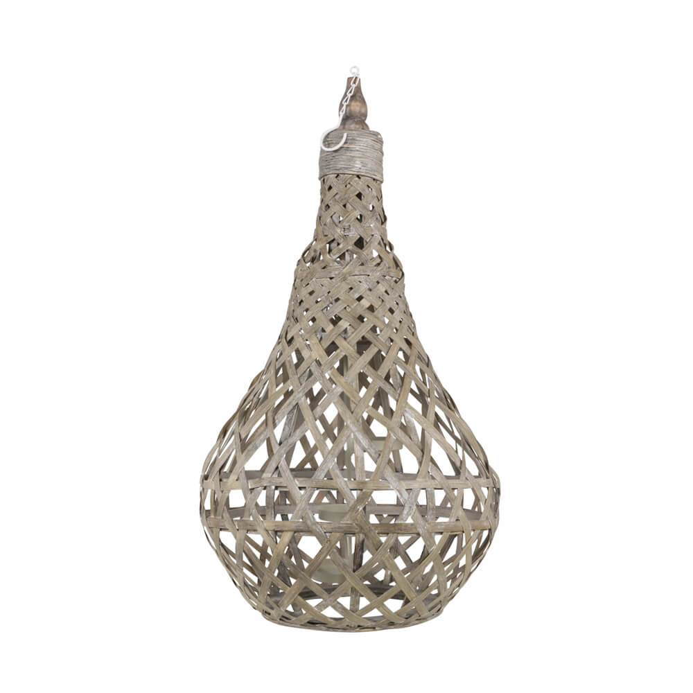 Rustikale Hängeleuchten aus Holz für Teelichter - Holzlaterne Weno / 74x39cm (HxDm)