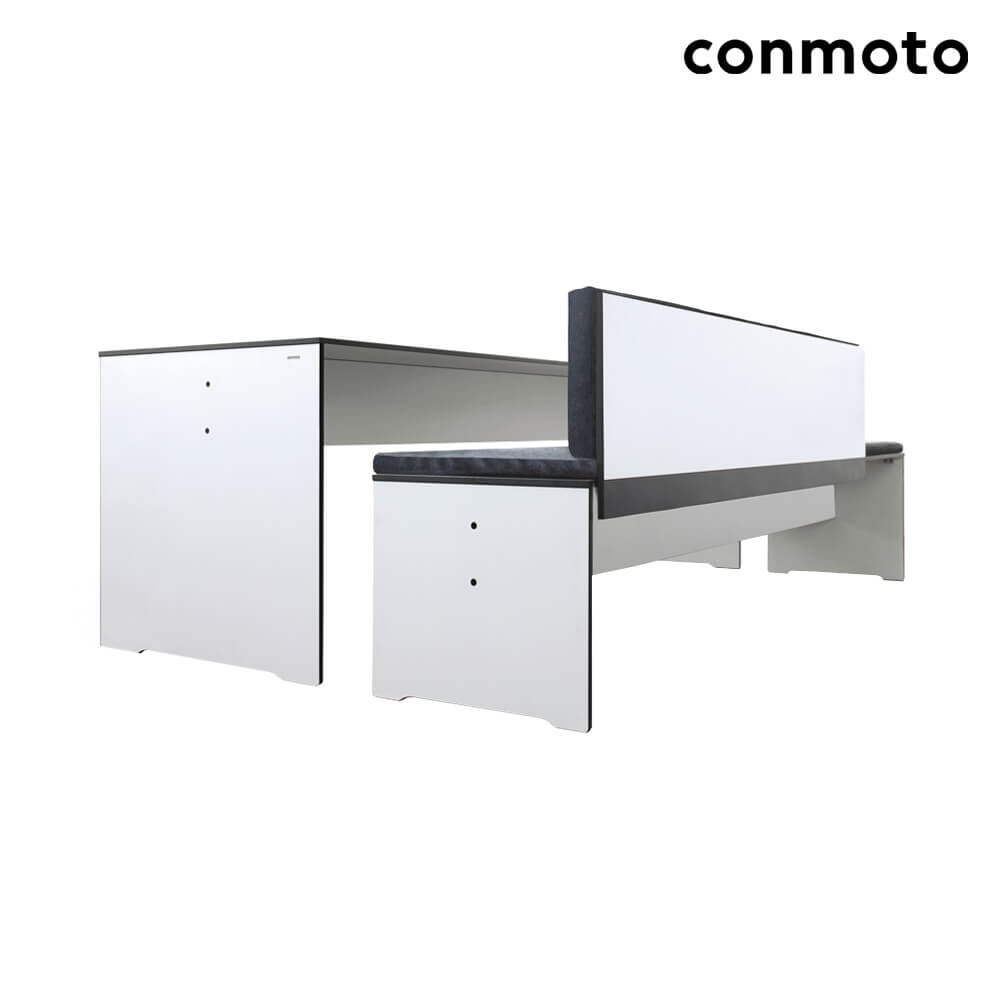 Moderne Sitzgruppe für bis zu 6 Personen mit Bank - Sitzecke Riva / mit 1 Bank / anthrazit, ohne Auflagen