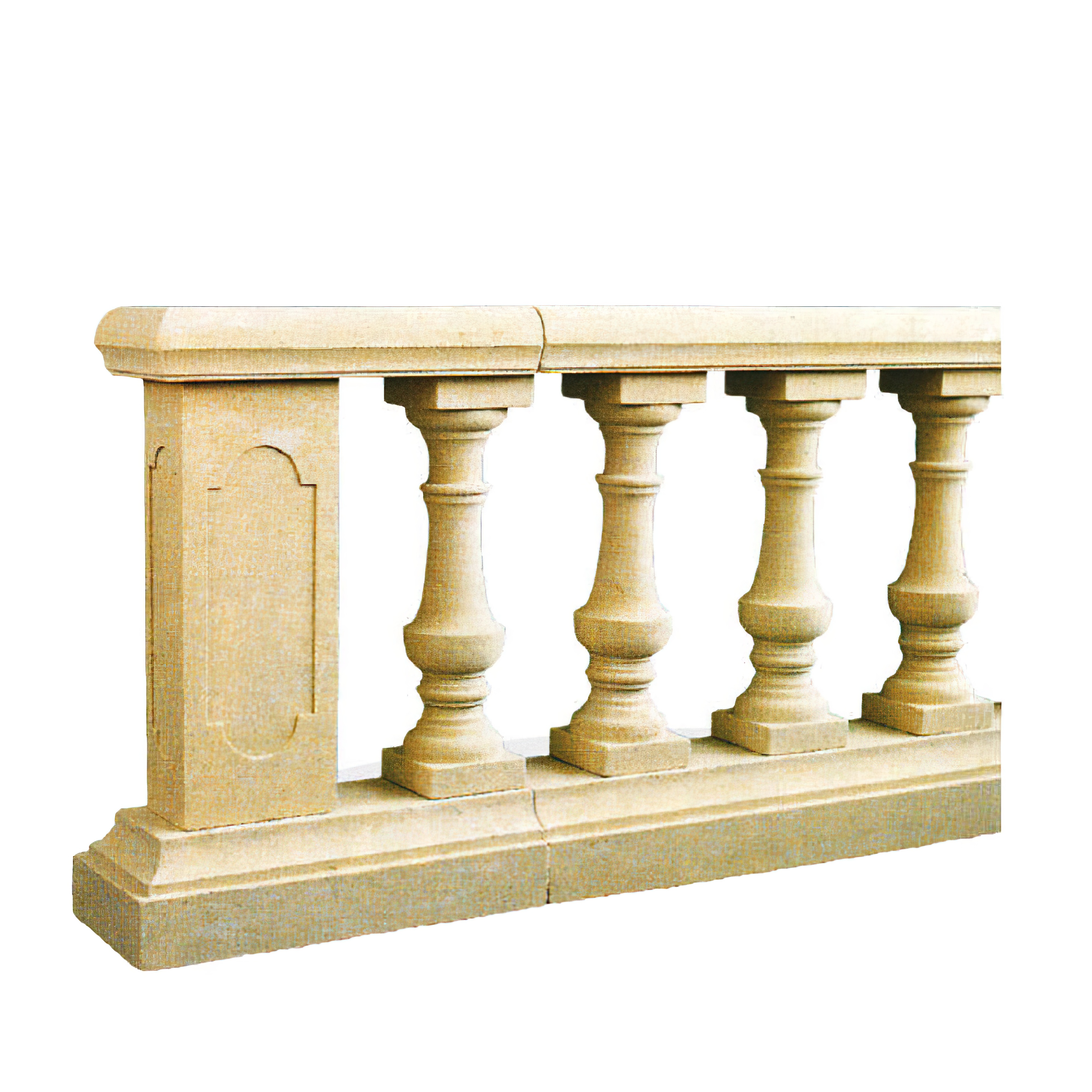 Detailaufnahme eines klassischen Sandstein-Balustradengeländers für den Garten