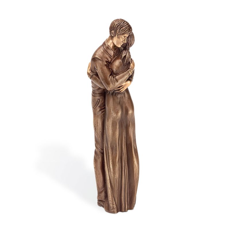 Figure en bronze détaillée d'un homme embrassant une femme, décoration de jardin exclusive