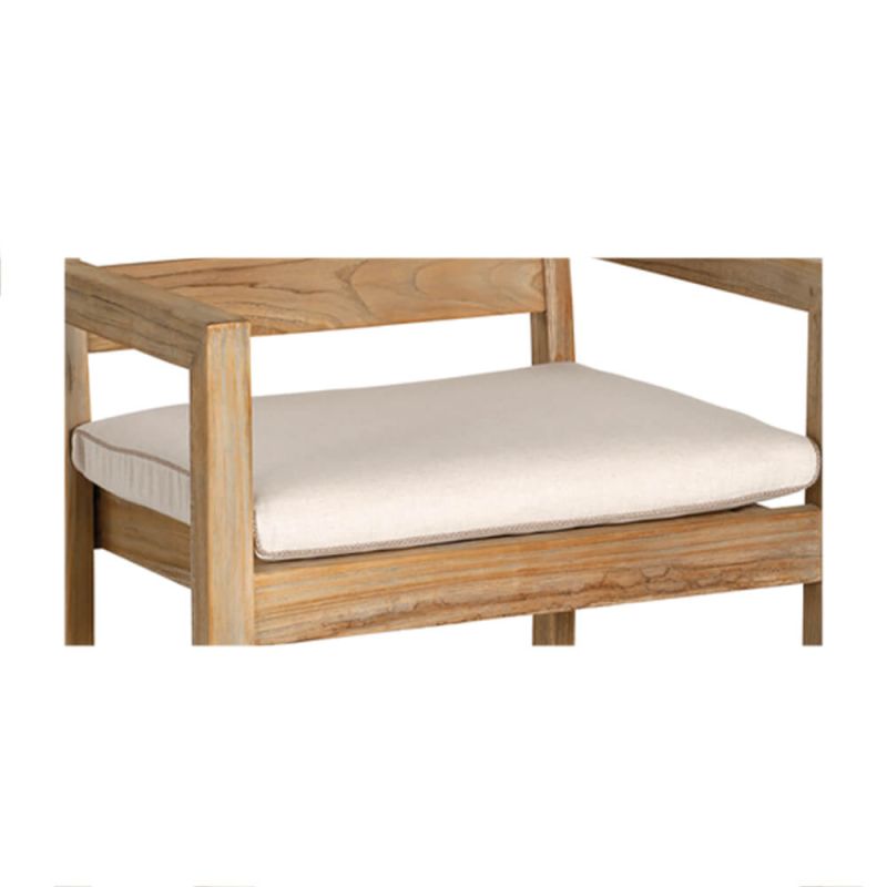 Sedia da giardino moderna in legno con cuscino bianco per esterni