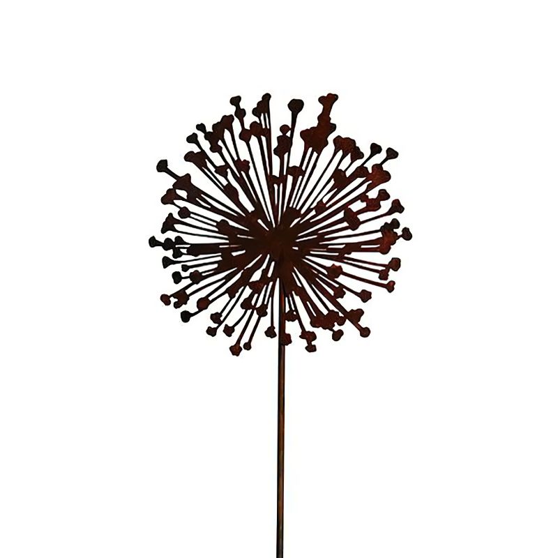 Fleur en métal rouillée pour décoration de jardin sur tige
