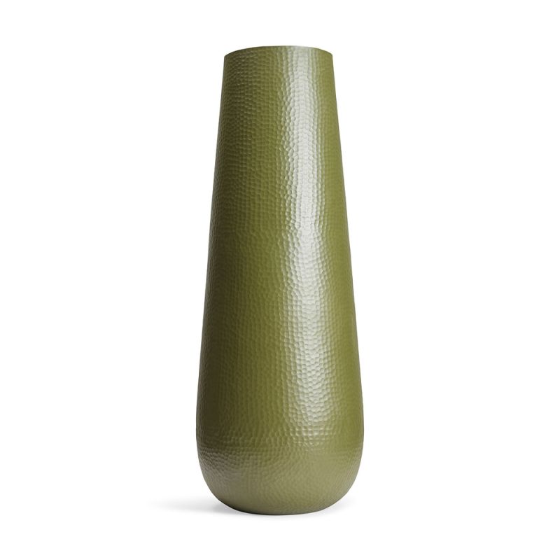 Grand vase vert avec surface texturée, idéal pour le jardin