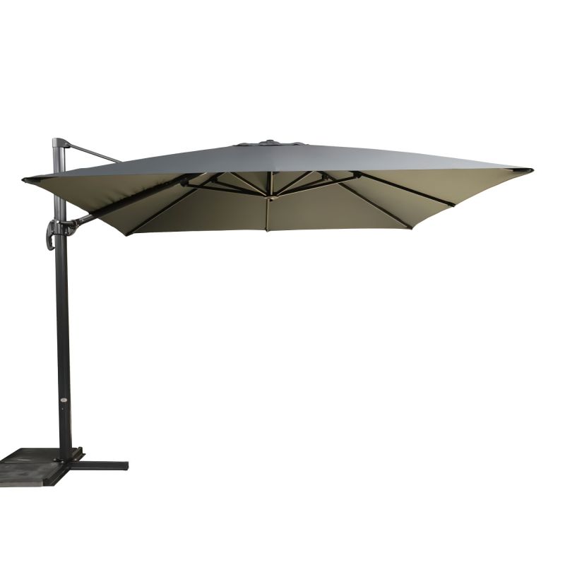 Ombrellone grigio con struttura in metallo e funzione di inclinazione per terrazza o giardino