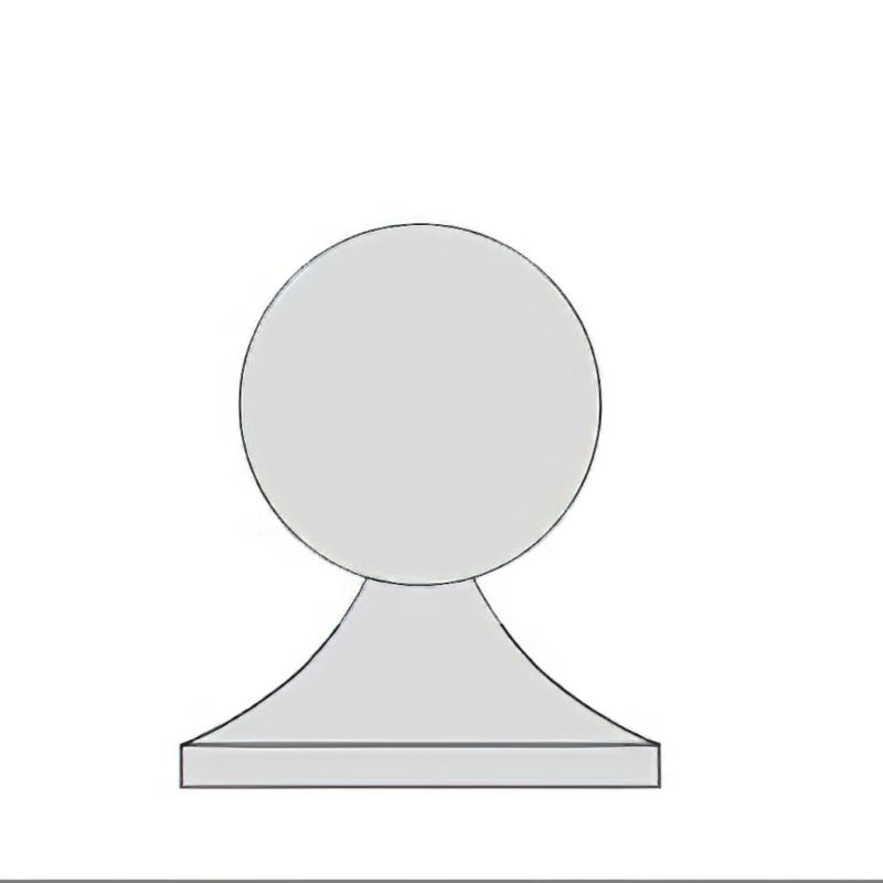 Boule grise ronde sur socle carré, décoration de jardin