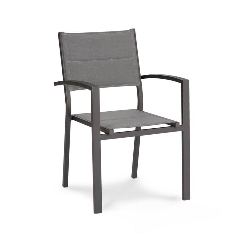 Chaise de jardin en aluminium avec tissu gris, parfaite pour mobilier de jardin