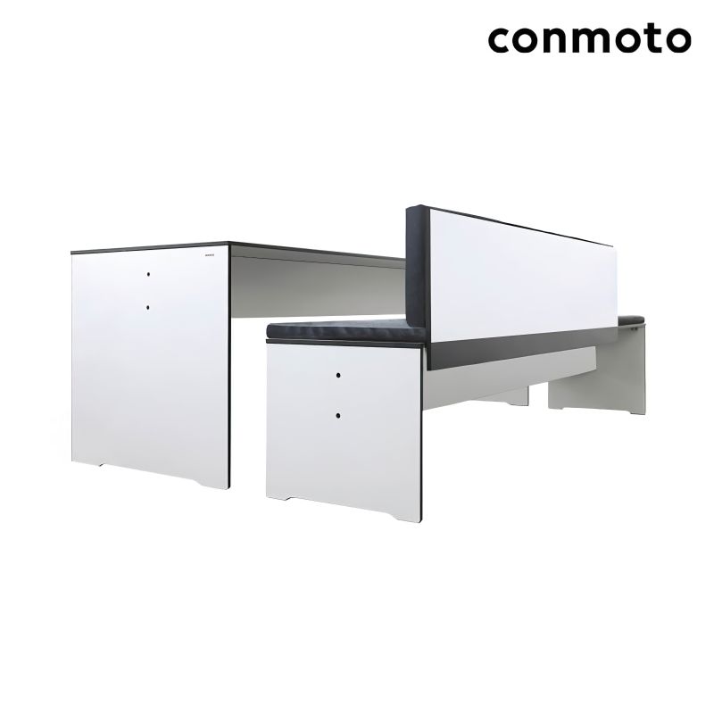 Tavolo da giardino moderno bianco e nero in metallo con design minimalista