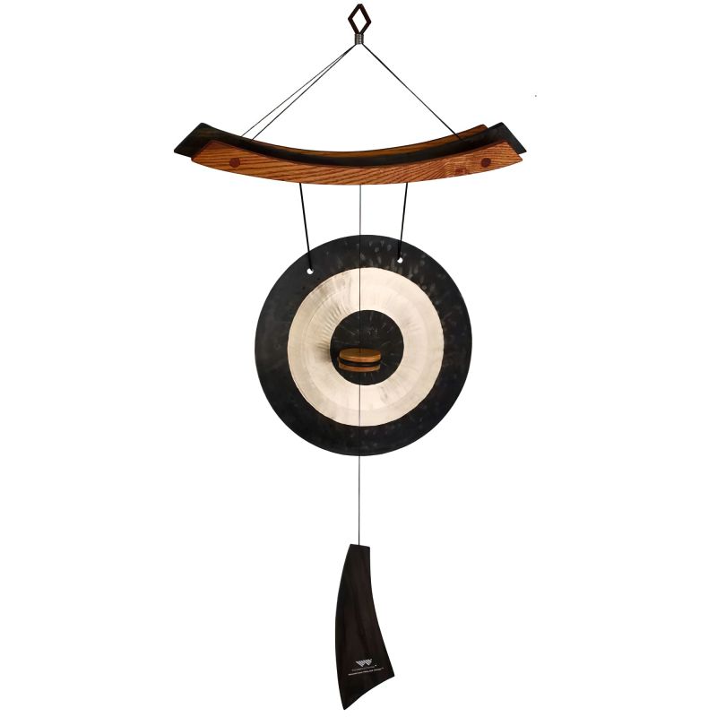 Gong appeso da giardino in legno e metallo come decorazione da esterno