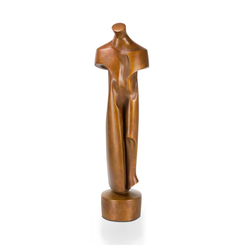 Sculpture abstraite en bronze comme décoration de jardin exclusive sur fond blanc