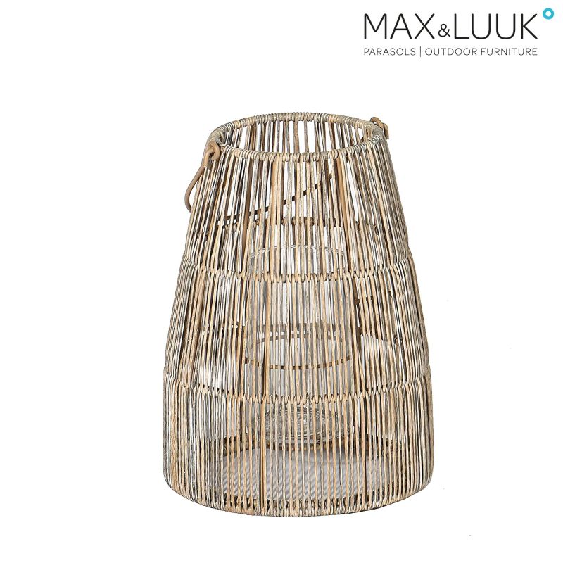 Panier rond en bambou tressé, idéal pour éclairage extérieur de jardin