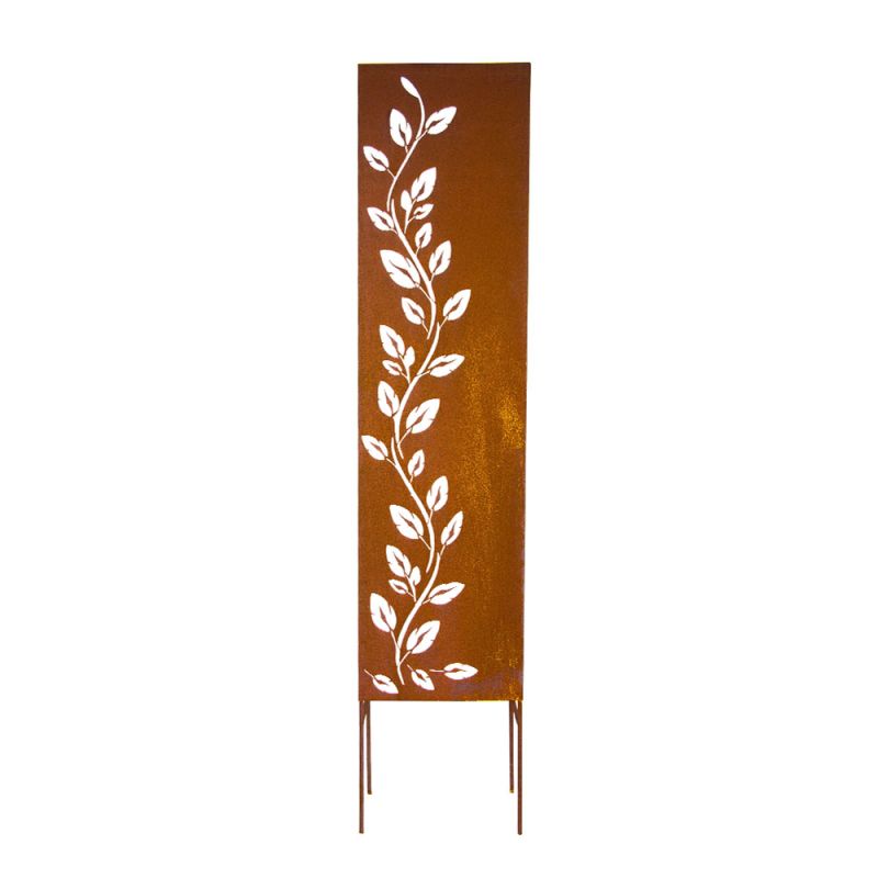 Pannello in metallo con motivo di foglie intagliate per decorazione da giardino
