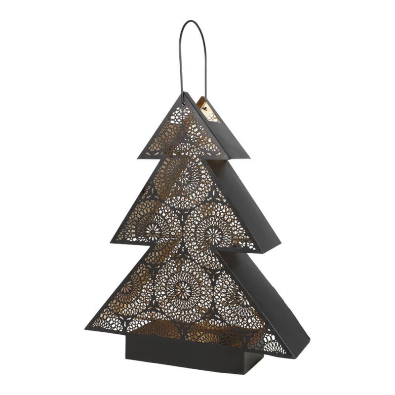 Arbre de Noël en métal avec motifs perforés décoratif à suspendre pour le jardin