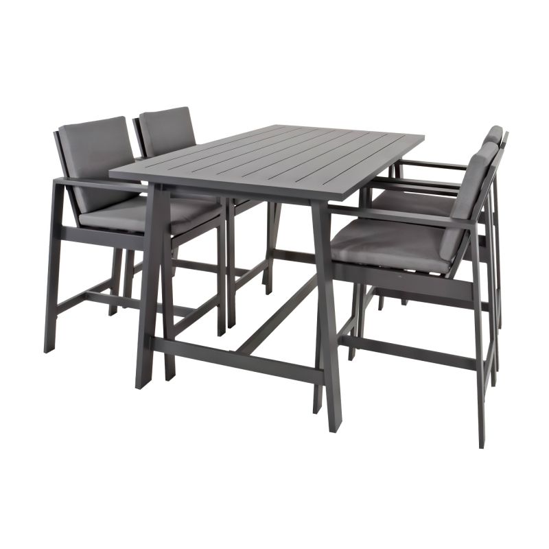 Set da giardino esclusivo con tavolo e quattro sedie imbottite in metallo antracite