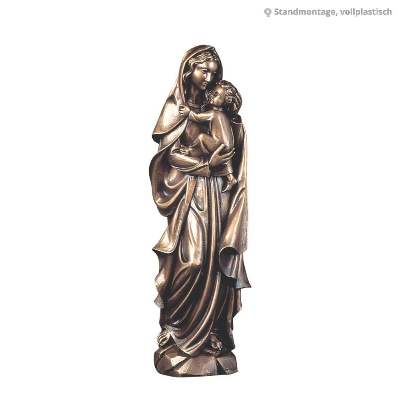 Statua in bronzo di una madre che tiene il bambino, decorazione da giardino