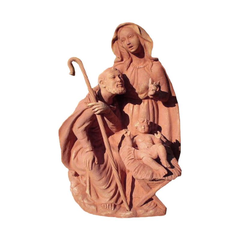Décoration de crèche en terre cuite avec Marie, Joseph et l'enfant Jésus pour le jardin