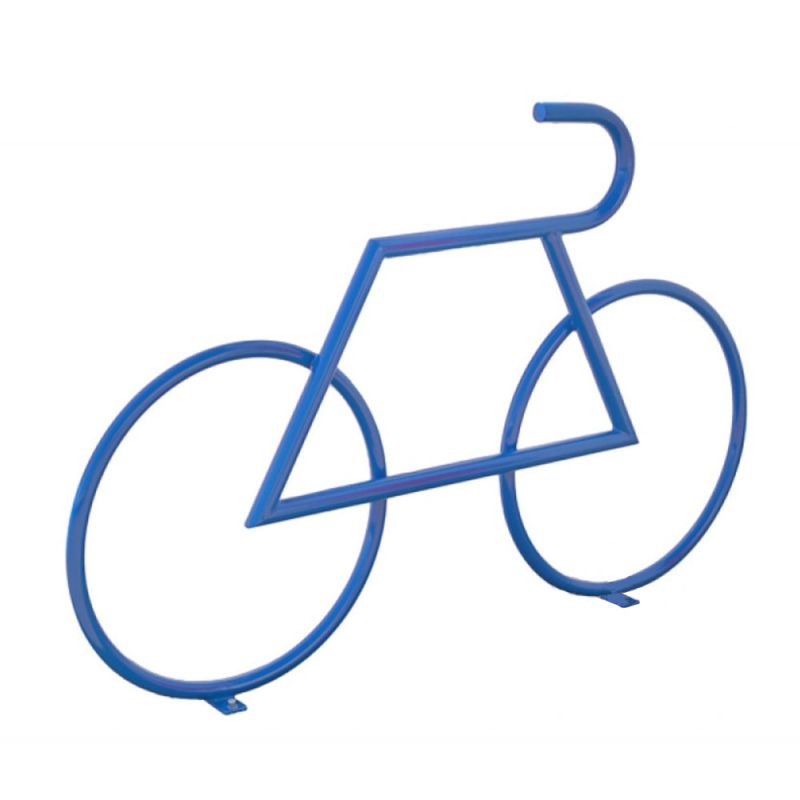 Support à vélo moderne bleu en métal en forme de vélo pour le jardin