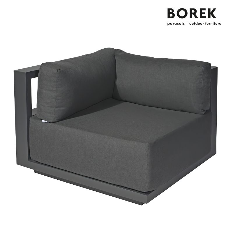 Divano lounge angolare moderno grigio scuro per giardino e terrazza