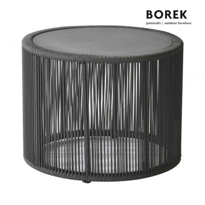 Table de jardin ronde avec câble gris, idéal pour la décoration de jardin