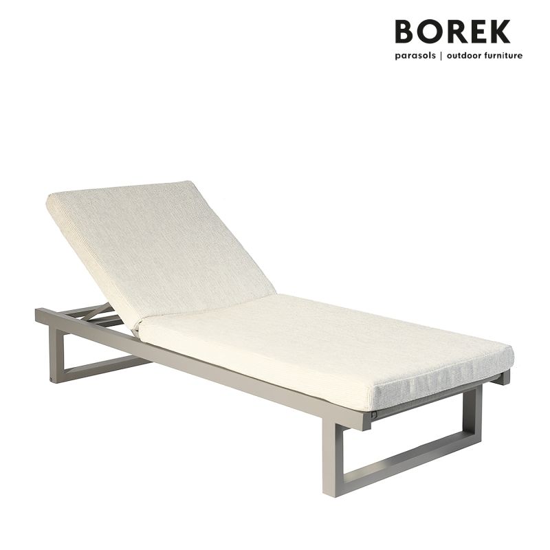 Chaise longue Borek avec cadre en métal gris et coussin blanc