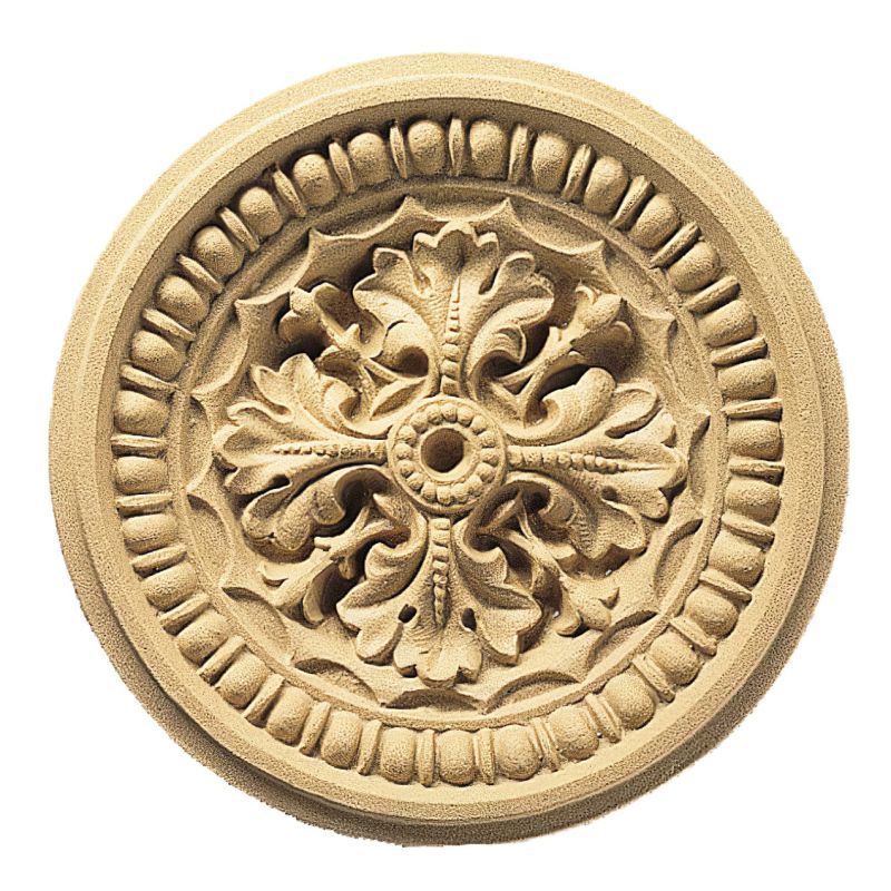 Pierre décorative ronde avec motif floral beige pour jardin