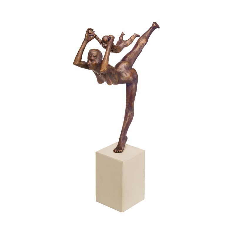 Sculpture en bronze d'une danseuse sur un socle, décoration élégante pour jardin