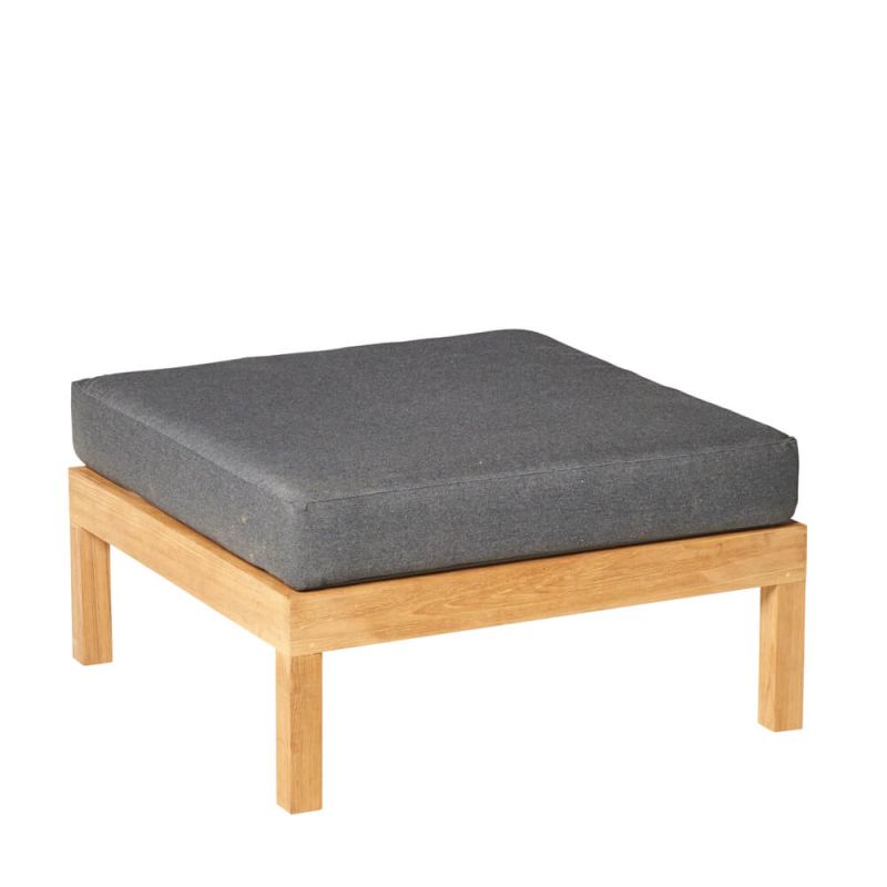 Tabouret en bois avec coussin gris épais pour extérieur