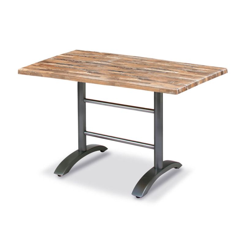 Table de jardin rectangulaire avec plateau en bois et cadre métallique noir