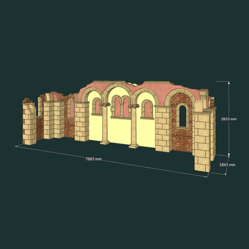 Rendu 3D d'une maison de jardin avec dimensions, idéale pour décoration de jardin exclusive