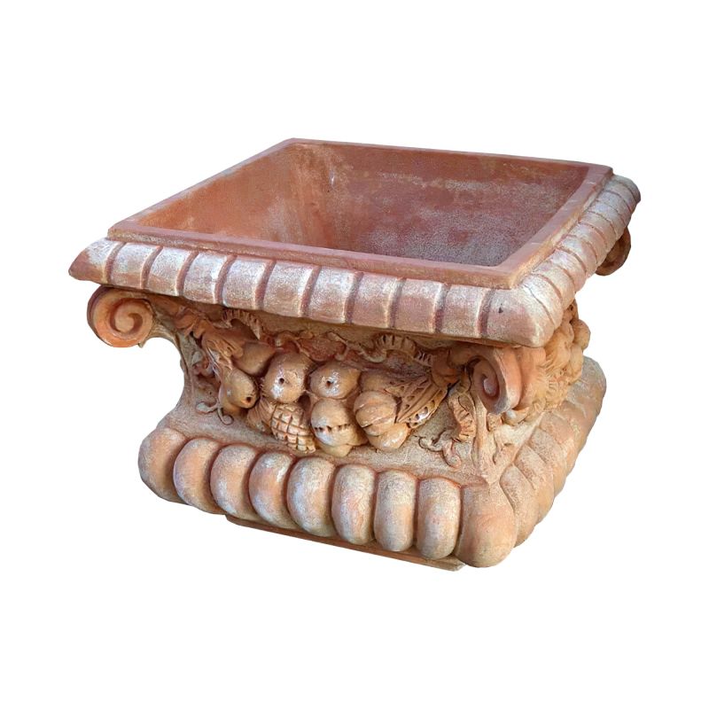 Cache-pot carré en terre cuite avec ornements de chouettes, décoration de jardin